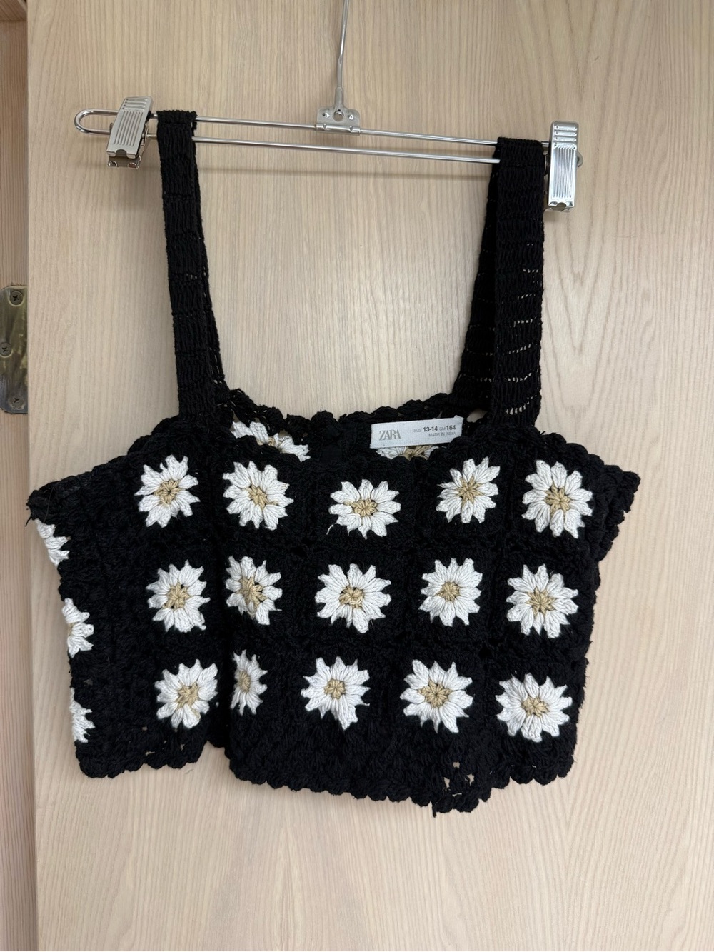 Zara Black Crochet Daisy Tank Top